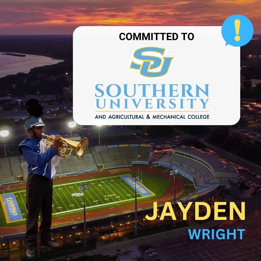 Jayden Wright has committed to Southern University in Baton Rouge, Louisiana 💙💛. Let's congratulate him and wish him the best👌🏾. #PortAllenToSouthern