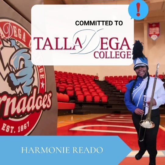 Harmonie Reado has committed to Talladega College in Talladega, Alabama ❤️💙. Let's congratulate her and wish her the best 👌🏾. #PortAllenToTalladega