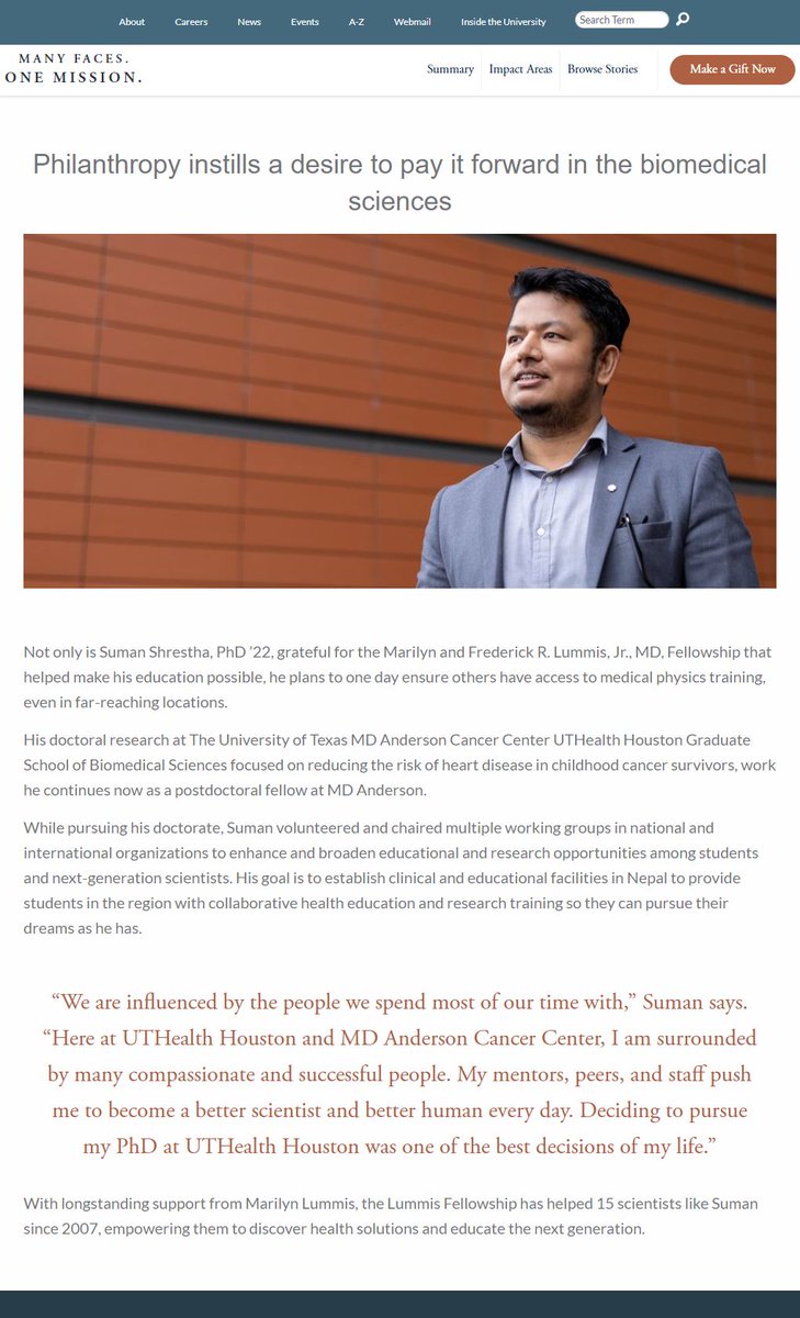 Suman Shrestha, PhD (@sshrestha_1) on Twitter photo Honored to be featured by <a href="/UTHealthHouston/">UTHealth Houston</a> as an alumnus & past Lummis fellow. Grateful for the training & support <a href="/MDA_UTHGrad/">MD Anderson-UTH Grad</a> <a href="/MDAndersonNews/">MD Anderson Cancer Center</a> Grateful to my family, mentors & support of scholarships/fellowships along this journey. I vow to pay it forward uth.edu/magazine/many-… Honored to be featured by <a href="/UTHealthHouston/">UTHealth Houston</a> as an alumnus & past Lummis fellow. Grateful for the training & support <a href="/MDA_UTHGrad/">MD Anderson-UTH Grad</a> <a href="/MDAndersonNews/">MD Anderson Cancer Center</a> Grateful to my family, mentors & support of scholarships/fellowships along this journey. I vow to pay it forward uth.edu/magazine/many-…