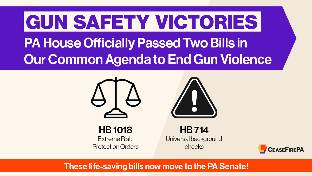 CeaseFirePA's tweet photo. We just made a little history. This was a day that thousands of PA'ns have been dreaming of for years. Your advocacy made this possible and tonight, we celebrate! But tomorrow, we keep working until these &amp; other bills are on Gov. Shapiro’s desk. More: https://t.co/r9Tr0Q3Z4E https://t.co/ikmNuWjuDh