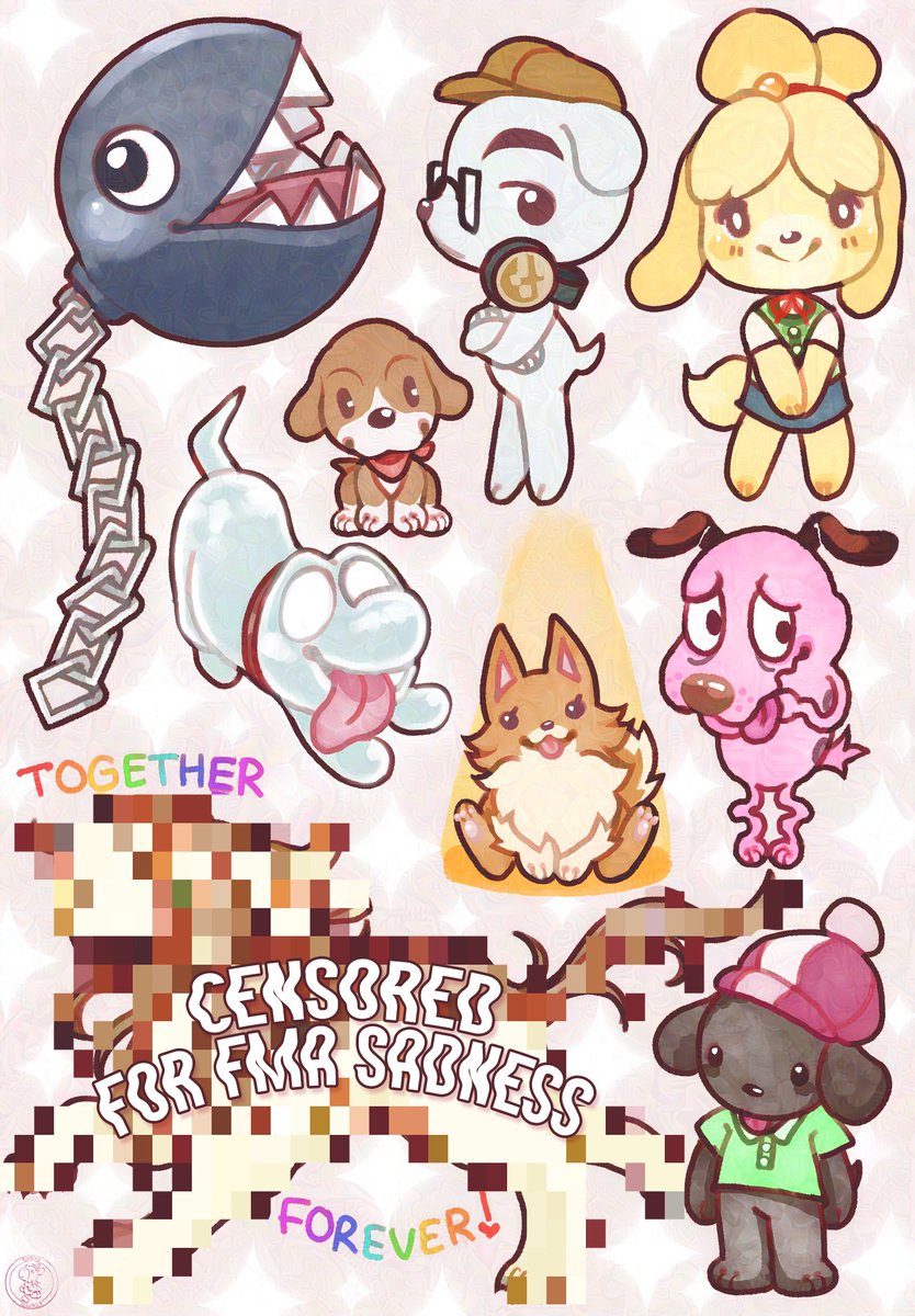 Video Game Dogs 2! 
These ones were picked from twitter & ig suggestions!

- Chain Chomp, Mario
- Isabelle and KK, Animal Crossing
- Your Dog, Story of Seasons
- Polterpup, Luigi's Mansion
- Missile, Ghost Trick
- Courage the Cowardly Dog
- Boney, Mother 3
- uh...check replies