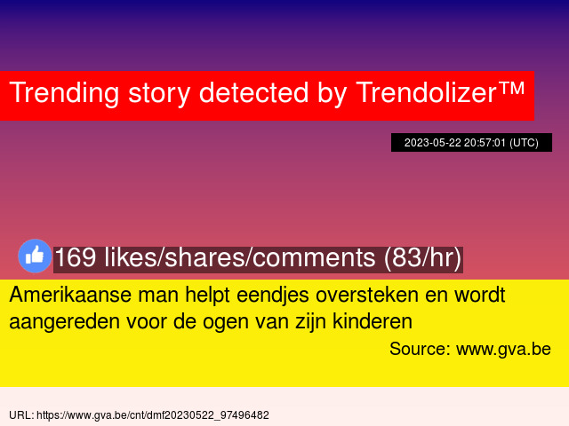 Amerikaanse man helpt eendjes oversteken en wordt aangereden voor de ogen van zijn kinderen vlaamsemedia.trendolizer.com/2023/05/amerik…