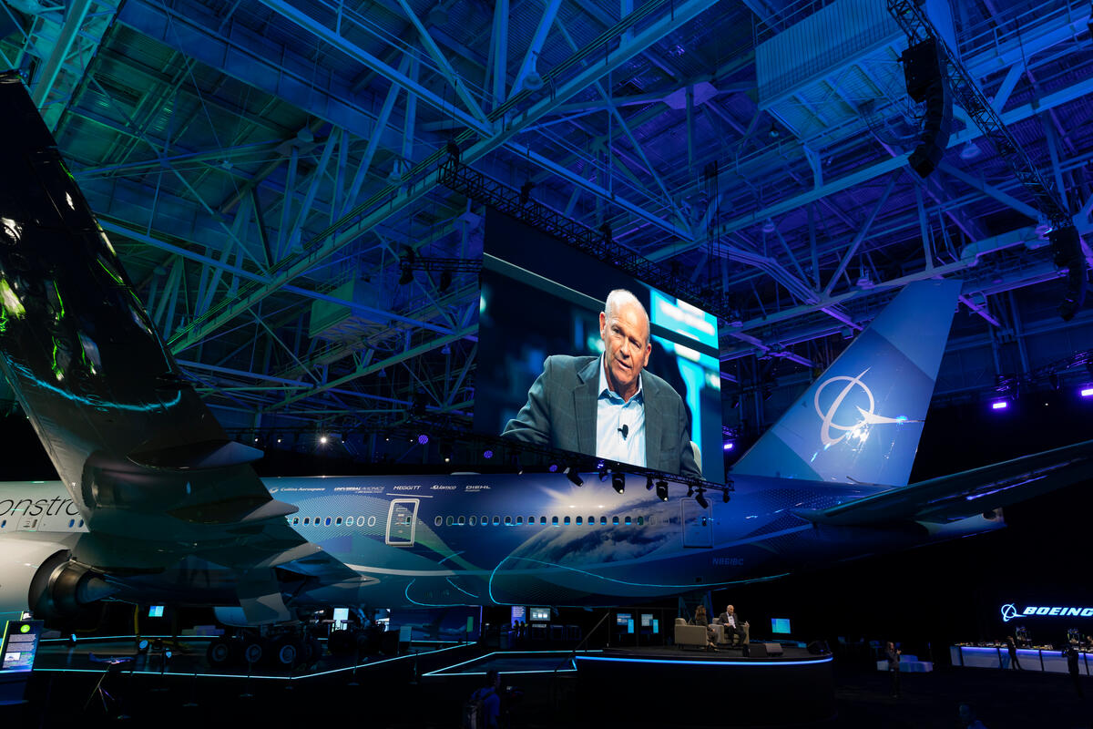 Boeing's tweet image. Our Sustainable Aerospace Together Forum has officially wrapped. 🌎

#TeamBoeing and @ftlive united global leaders in energy, policy, finance and aviation to discuss the industry's path to net zero by 2050.

Catch up on what you missed: aerospaceforum.live.ft.com