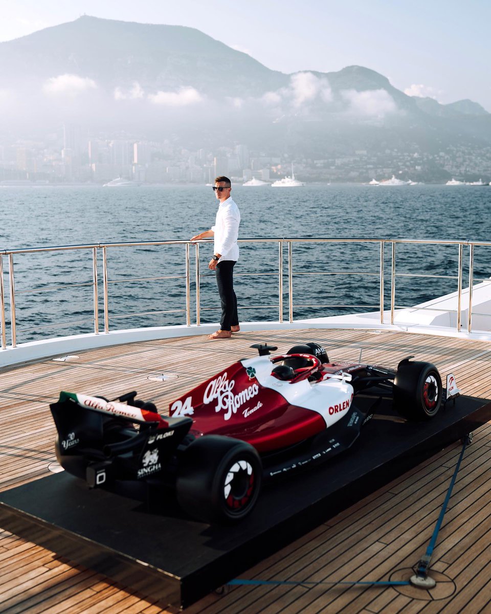 CryptoBeHere's tweet photo. When you land a Formula 1 model on a Superyacht Helipad. Currently working on our next project for 2023 Monaco F1 I @rebelliontimepieces #AlfaRomeo #Formula1 #Monaco #MonacoFormula1 #F1 #becausewearerebells #Bitcoin https://t.co/P5aJXKJYTL