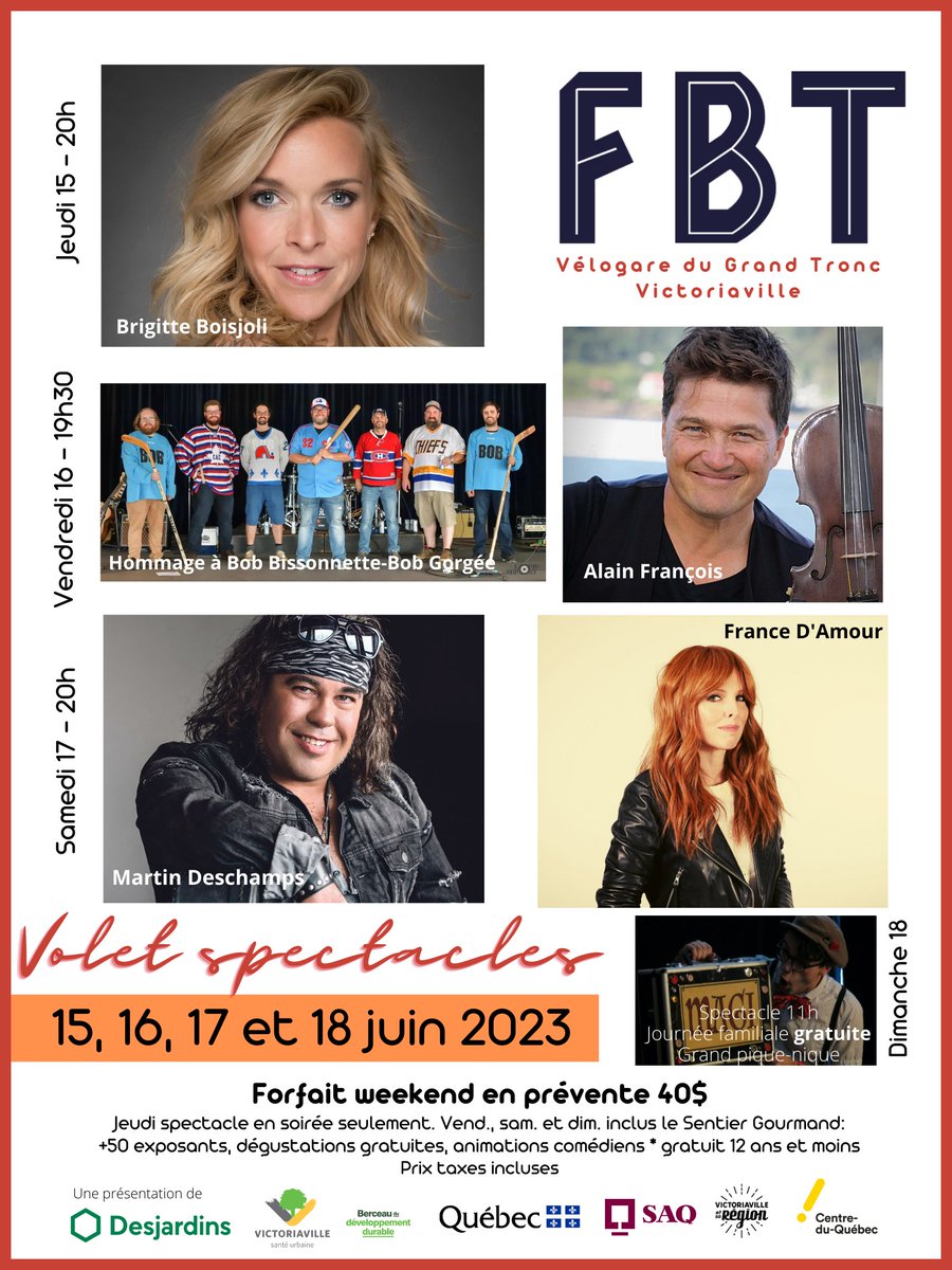 Fromages, Bouffe &amp; Traditions de Victoriaville 𝑴𝒂𝒏𝒒𝒖𝒆 𝒑𝒂𝒔 𝒄̧𝒂, 𝒂̀ 𝒄𝒆 𝒑𝒓𝒊𝒙 𝒍𝒂̀!! 40$. Boutique en ligne: fromagesbouffetraditions.ca/#buy-tickets Sentier Gourmand: 54 exposants, dégustations gratuites, 5 Camions de rue. Une présentation de <a href="/DesjardinsCoop/">Desjardins</a> <a href="/VilledeVicto/">Ville de Victoriaville</a>