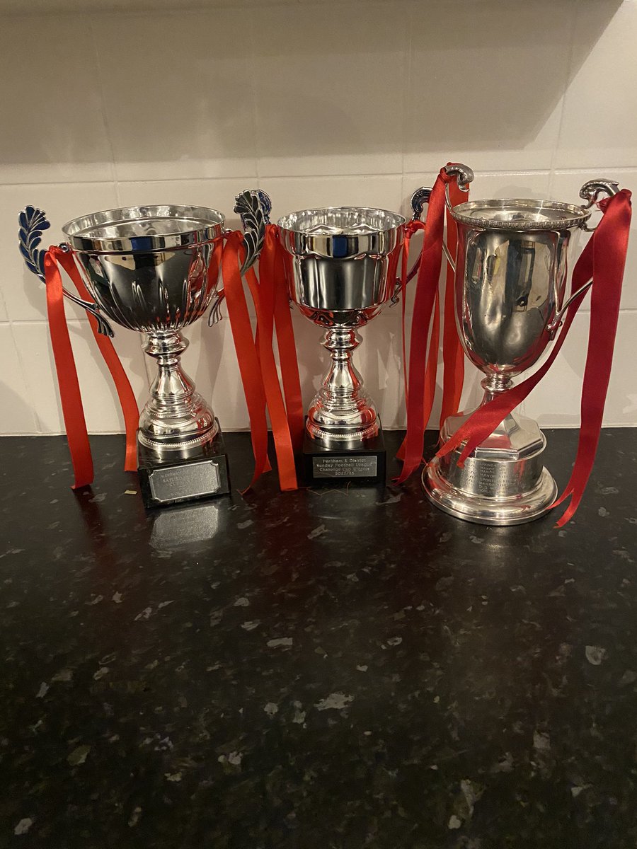 Good night from us at Woking Vets - a bunch of ordinary lads who work for each other and achieve great things. 

#treble #leaguewinners #leaguecupwinners #countycupwinners