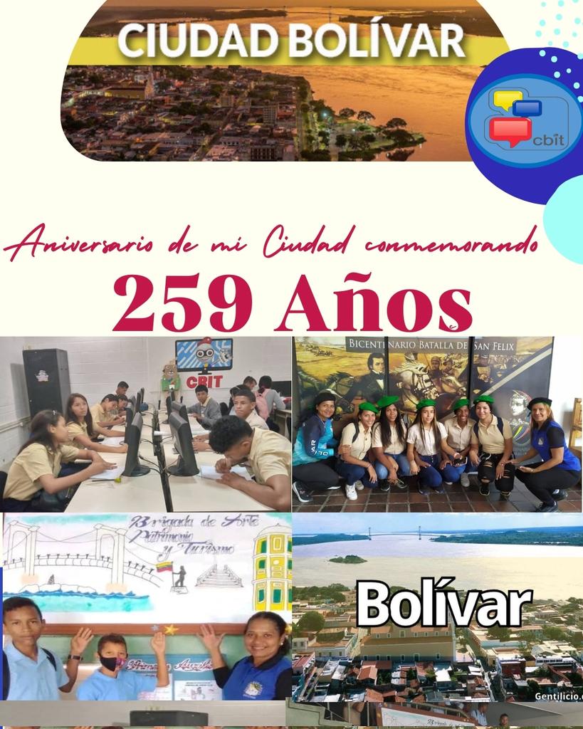 Estudiantes de la UEN Carlos Emiliano Salom  conmemorando 259 años de Ciudad Bolívar.
<a href="/mppe/">Matthew Evanson</a>
#somosfundabit
#cbit