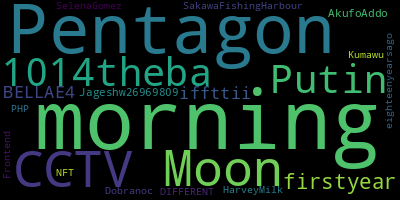 Trending in my timeline now: #morning (3) #Moon (1) #CCTV (1) #1014theba (1) #Putin (1) #firstyear (1) #iffttii (1) #BELLAE4 (1)