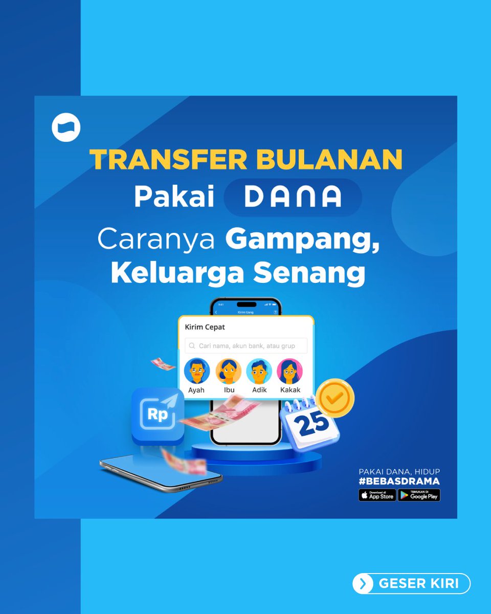 danawallet's tweet photo. Mau Transfer bulanan jadi lebih gampang? Pakai DANA aja! Pastinya aman karena dilindungi garansi dan GRATIS Transfer antar bank juga! Coba dong spill transfer wajib bulananmu ke siapa aja? 😄

#BebasDrama https://t.co/FPosS7ui1G