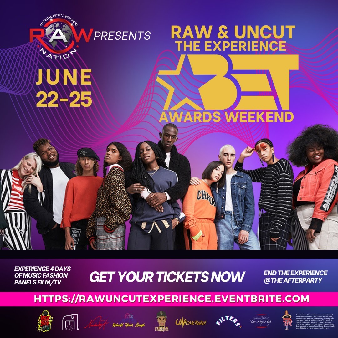 Get Tickets on Eventbrite!
eventbrite.com/e/raw-uncut-th…
#RawNation Presents
#RawAndUncut
#TheBETExperience 
Produced By #ReleasingArtistWorldwide
RAW & UNCUT The BET Experience
WHAT: #Entertainment, #Education, #Tech,#Music, #Fashion, #Film/#TV #Experience
WHEN: June 22- 25, 2023
