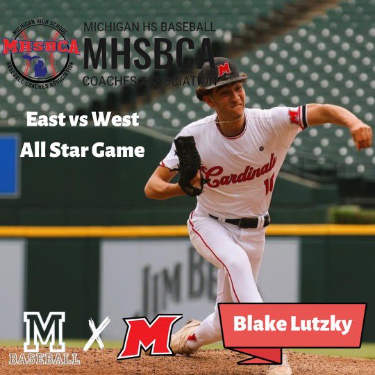 mikerice02's tweet photo. Congratulations to @OaklandBSB commit @tr3ntrice &amp; @MacombBaseball  commit @BlakeLutzky for being selected to play for East in the  @MHSBCA1 all star game at Comerica Park on June 26th - @CardinalMooneyC ⚾️ #eachpitch https://t.co/R2K7pWzLUk
