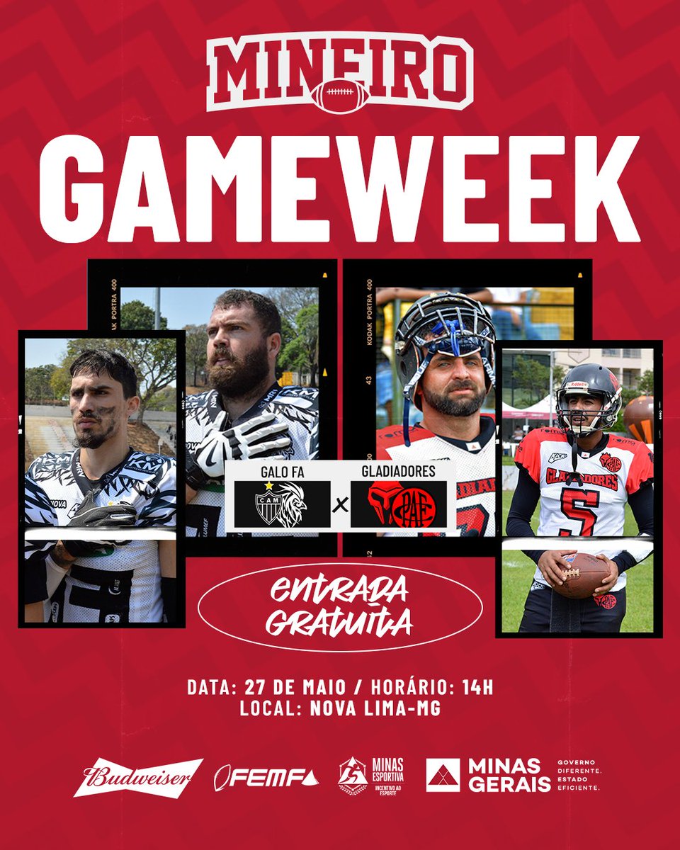Semana de jogo com wildcard da fase Minas!

Galo estreia no campeonato mineiro contra Pouso Alegre Gladiadores. 

Neste sábado dia 27 de maio, às 14h no Alçapão do Bonfim em Nova Lima! 

Entrada franca! Venha curtir com sua família!

Transmissão no canal da Bandsports no YouTube.