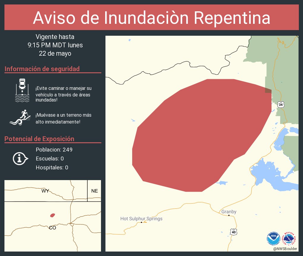 Aviso de Inundación Repentina incluye Grand County, CO hasta las 9:15 PM MDT