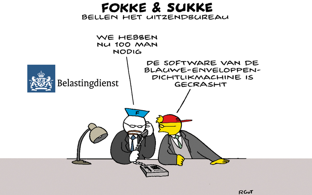 Fokke &amp; Sukke: F&amp;S bellen het uitzendbureau (NRC, di, 23-05-23) - #humor |