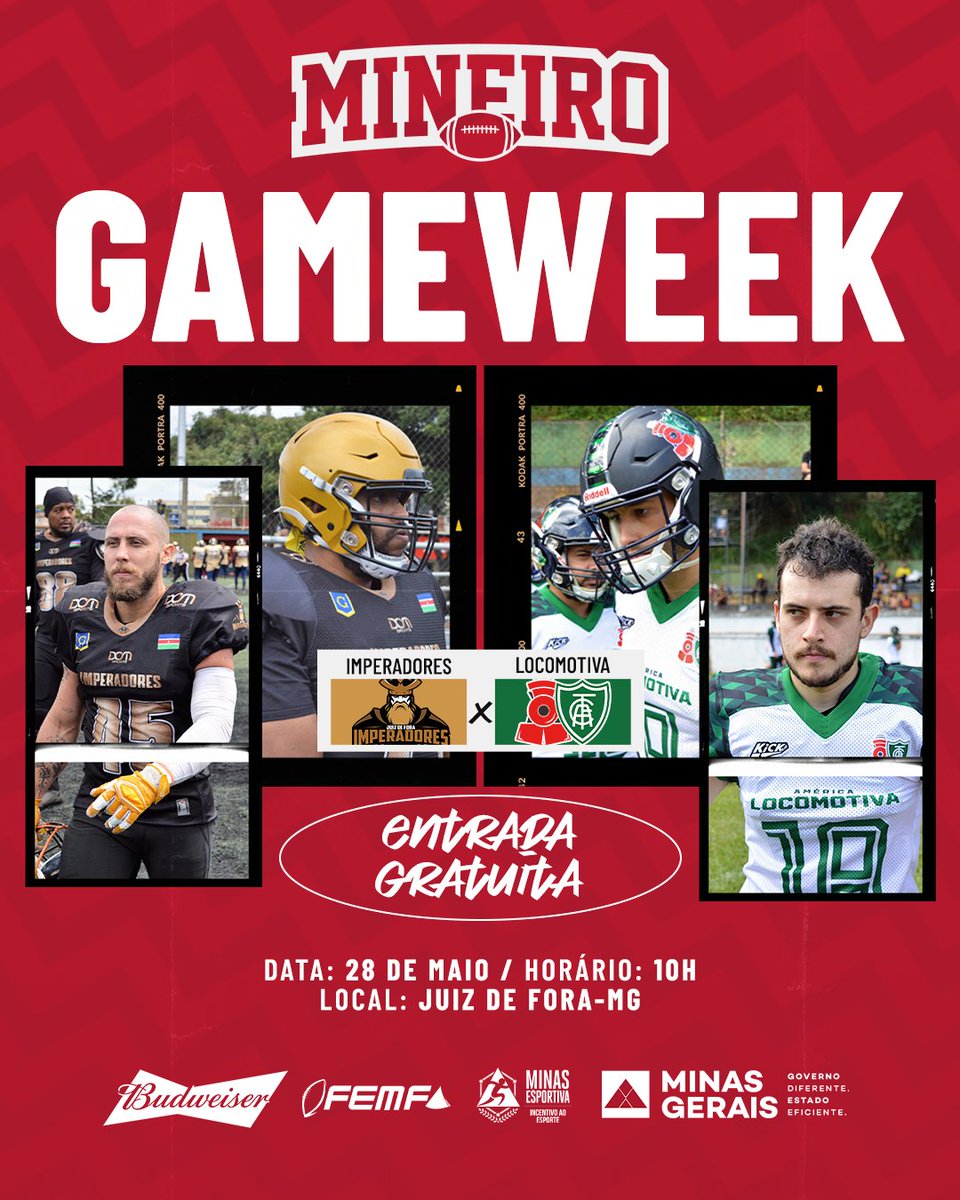 É semana de jogo valendo título do Gerais Bowl !!!

Neste domingo dia 28 de maio, às 10h no campo da UFJF!

Entrada franca! Venha curtir com sua família!

Transmissão no canal da Bandsports no YouTube.