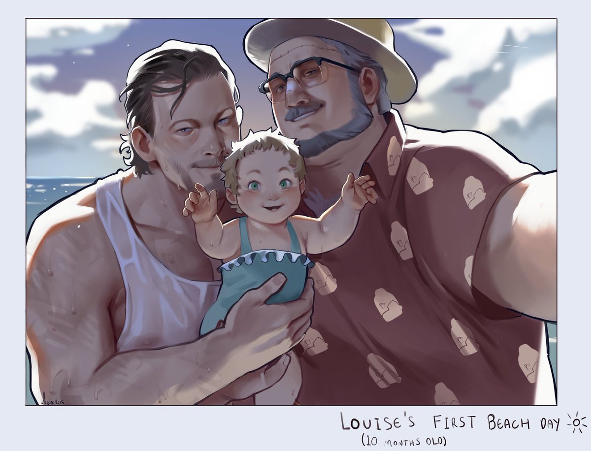 The cutest commission request I ever received!
Sam, Deadman and Lou taking a selfie after a nice day at a real beach 👶👍🏖☀️
Thank you so much for your commission <a href="/VongolaBel_/">VongolaBel</a>  💙