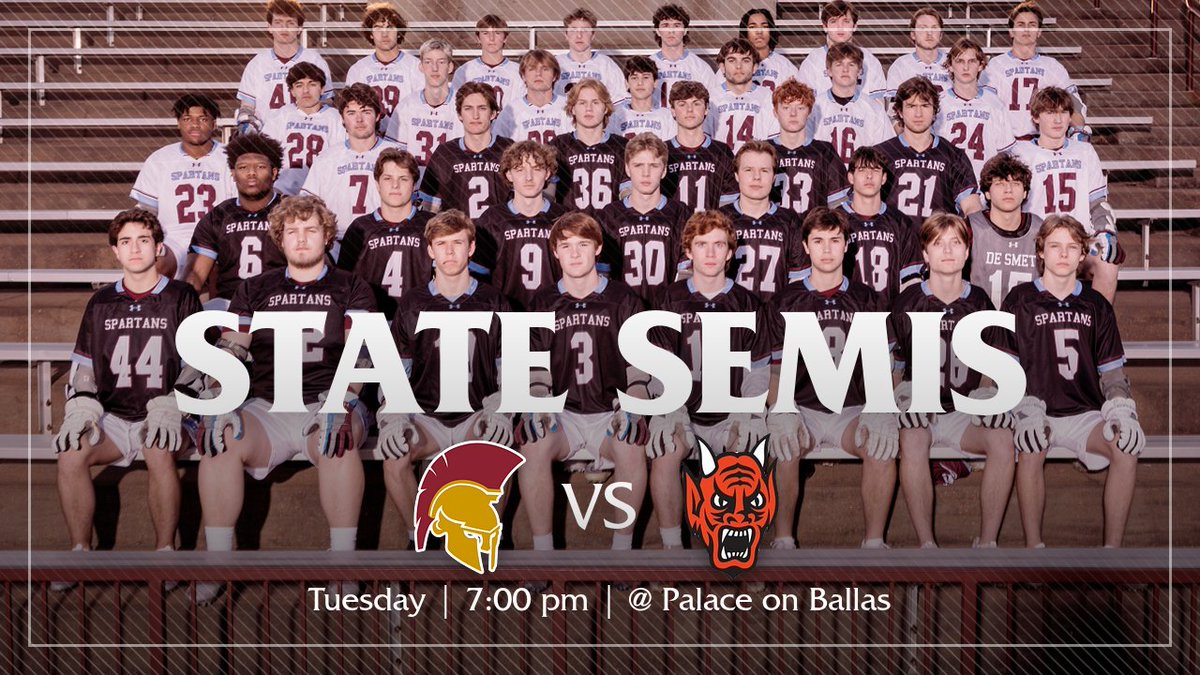 Fire Up #Spartan 

Tuesday our <a href="/DeSmetJesuitVB/">DeSmet Volleyball</a> &amp; <a href="/DeSmetLacrosse/">De Smet Lacrosse</a> #Spartans have State #Final4 games with a spot in the #State Championship on the line

VB @ Maryville @ 4:30
Lax @ De Smet Jesuit @ 7

Get your Tickets NOW at desmet.org/tickets

<a href="/DeSmet_ADBarker/">Harold Barker</a> <a href="/STLhssports/">STLhighschoolsports</a>