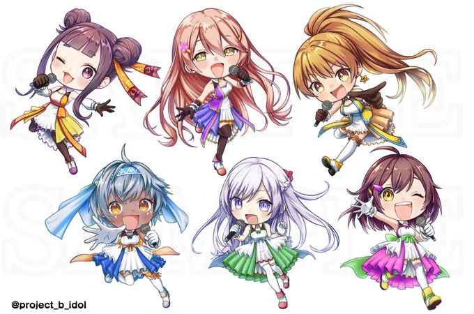 【おしらせ】   Project B-idol( ) アイドル衣装ver.デフォルメイラストを描かせて頂きました! 下級生と上級生、それぞれ違うデザインの衣装をお仕立てしましたので、その違いも楽しんでもらえたら何よりです #b_idol