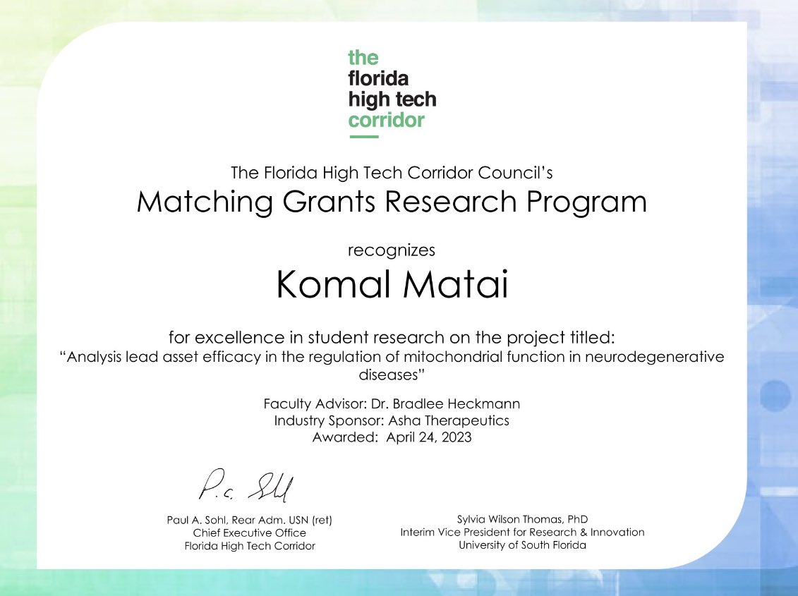 Bradlee Heckmann (@bradleeheckmann) on Twitter photo Congrats to our PhD student Komal Matai! Well deserved award!
Love when lab members are recognized for their achievements! This one is extra sweet as Komal is helping drive life changing drug development projects at Asha Therapeutics <a href="/Asha_TXs/">Asha Therapeutics</a> !!! Congrats to our PhD student Komal Matai! Well deserved award!
Love when lab members are recognized for their achievements! This one is extra sweet as Komal is helping drive life changing drug development projects at Asha Therapeutics <a href="/Asha_TXs/">Asha Therapeutics</a> !!!