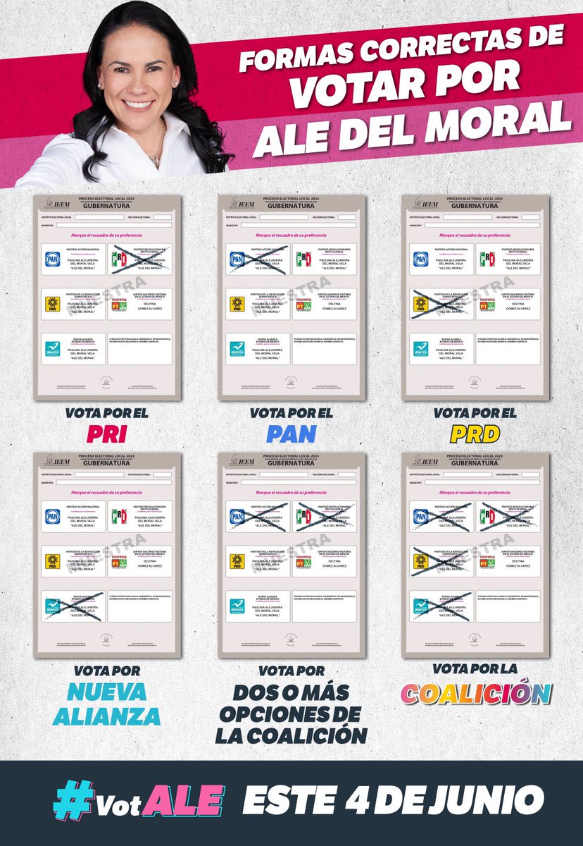 El 4 de junio decidiremos el futuro de nuestras familias y del #Edoméx. #VotALE, puedes hacerlo de distintas maneras, aquí te explicamos. #AleGobernadora #UnirEsResolver