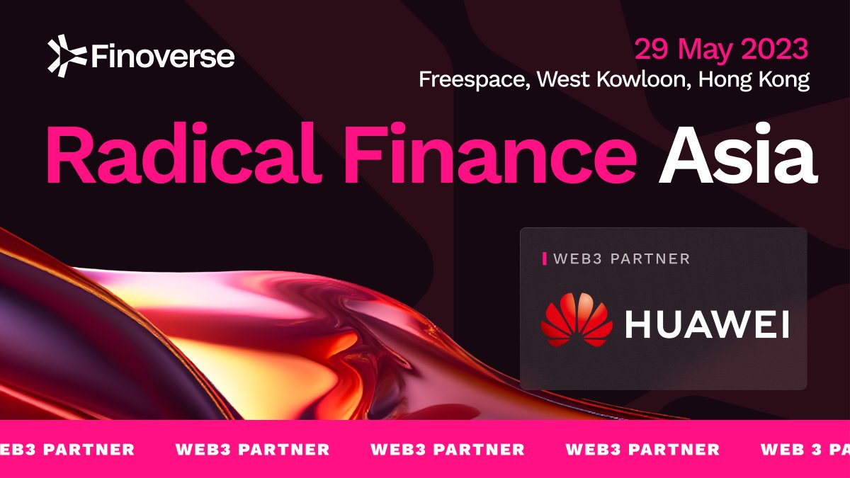 finoverse_'s tweet photo. 🎉 Exciting news @Huawei is partnering with Radical Finance Asia as our Web3 Partner for a day of #Web3 and #AI in #finance! Tired of all the finance industry hype? Join us for insightful discussions and networking with finance pros.
🎫: https://t.co/uEVXNFaMkT
#RadFiAsia #FinTech #DeFi #CeFi #blockchain #crypto #freespace #westkowloon