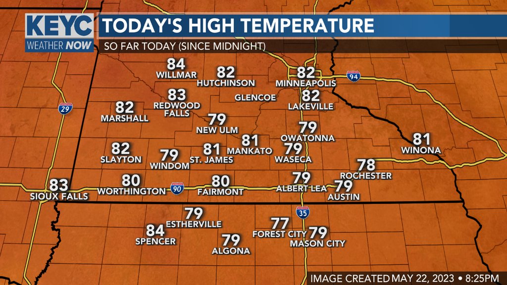 KEYC Weather Now on Twitter "Here's a map of Monday's high