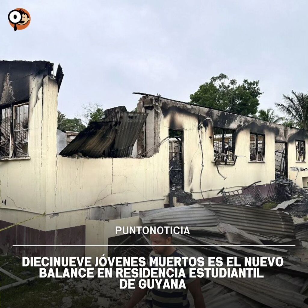 Al menos 19 jóvenes murieron y otros 21 resultaron heridos en un incendio en la residencia de una escuela en la pequeña localidad de Mahdia en Guyana la noche del domingo, informó el lunes el departamento de bomberos, después de que previamente el gobier… instagr.am/p/CskP1C-NvZE/