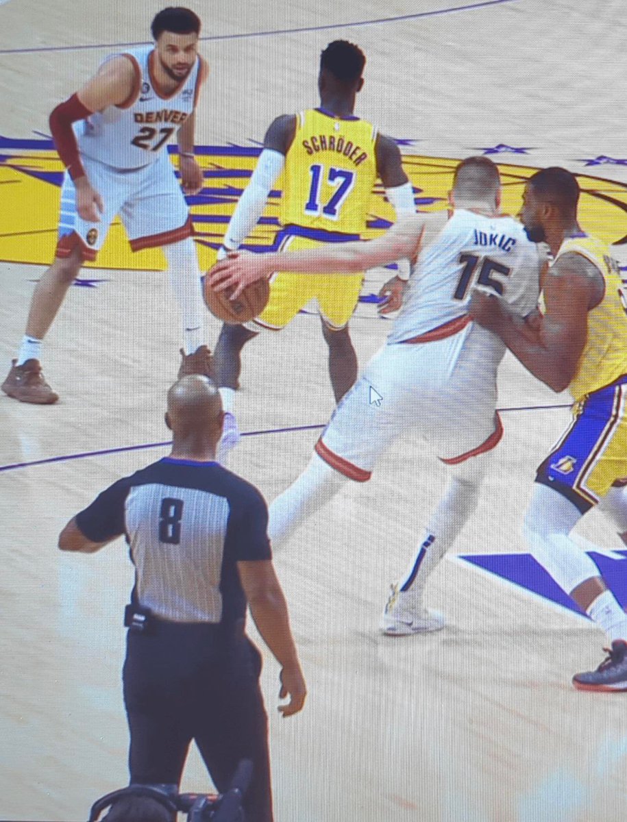 TedBuddy8's tweet photo. Nikola Jokic gets a wedgie no call by the refs https://t.co/XPRxwRijQR
