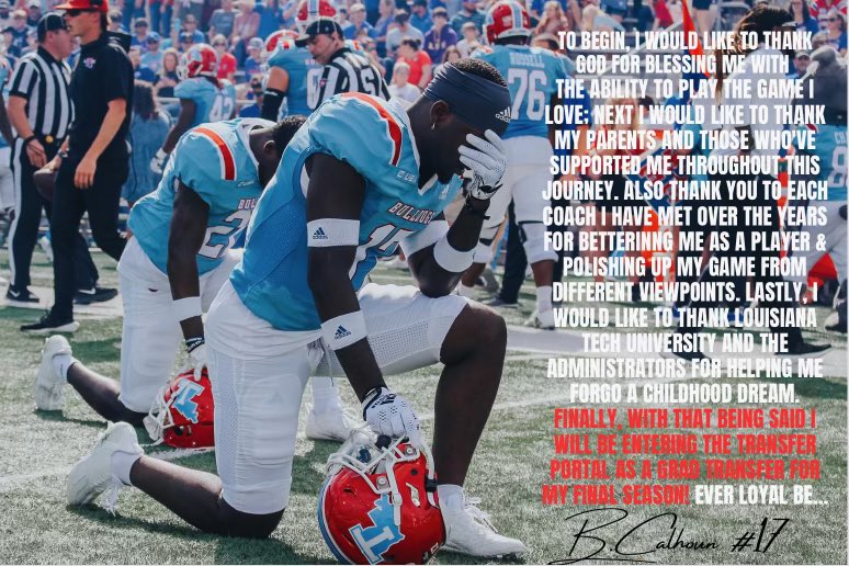 Super5Sr's tweet photo. It is official @BrodrickJ_ my son has enter the transfer portal after graduating from @LATech with one more season of eligibility https://t.co/cXQfJz4JFH
