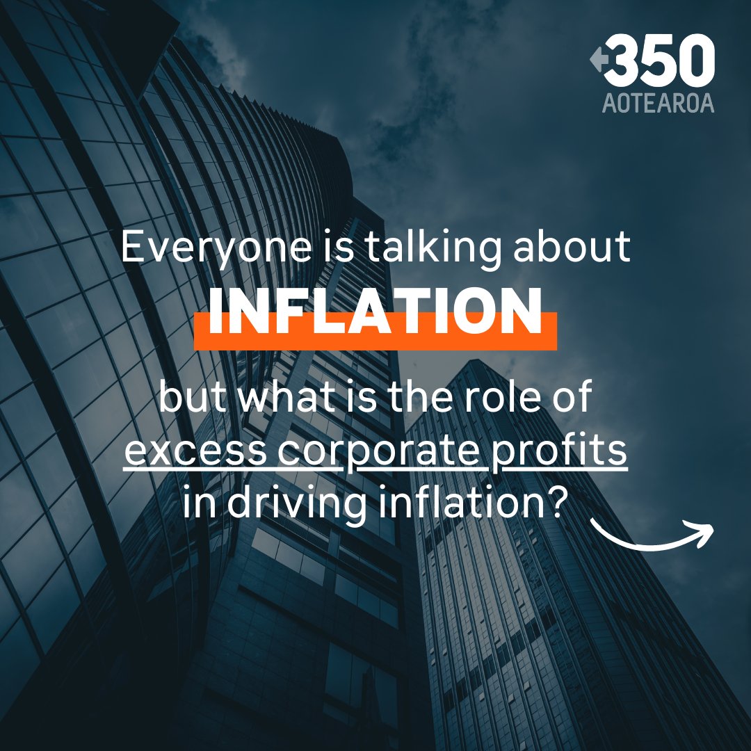 350nz's tweet photo. We constantly hear about inflation and how NZ's cost of living crisis is ruining lives. But did you know excess corporate profits are driving inflation? We're calling on the government to impose a windfall profit tax on the Gentailers!

Sign the petition:
https://t.co/G2tomJVOU3 https://t.co/QPrzvUOndN