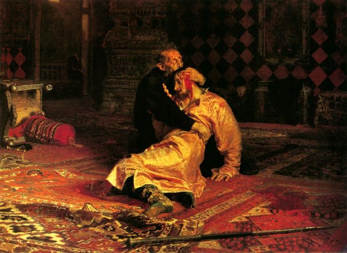 اللوحه تتكلم عن حادثة اغتيال قيصر روسيا الكسندر لولي عهده بلحظة غضب وندمه بعدها 
"نحن أُناسٌ لا نتذكر من نحبهم إلا في النهاية"
دوستويفسكي