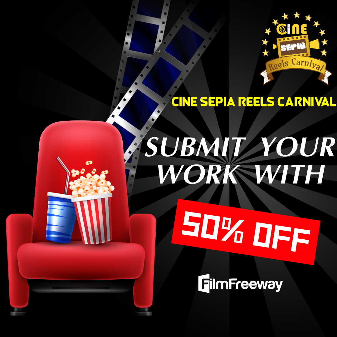 Cine Sepia Reels Carnival is here to welcome all of you to participate in our celebration of cinema and creation. Share the stage with us by sharing your work at our festival.  50% Discount Code-2CSRC50 Submission Link- filmfreeway.com/CineSepiaReels…