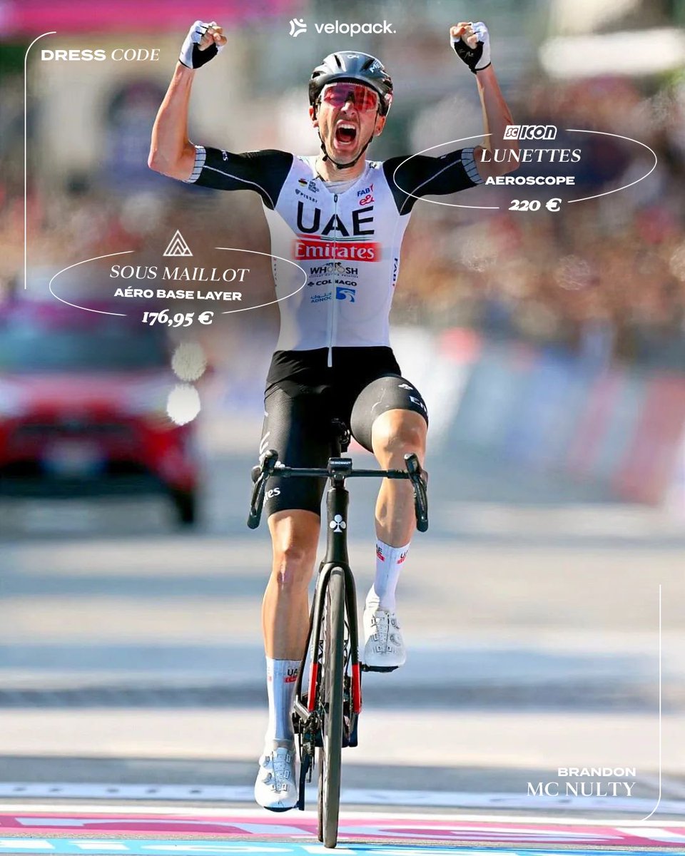 🕵️‍♂️ | Sur le #Giro voici deux des équipements du cycliste porté par Brandon Mc Nulty. 

💰 | À ce rythme combien valent ses équipements hors vélo ?