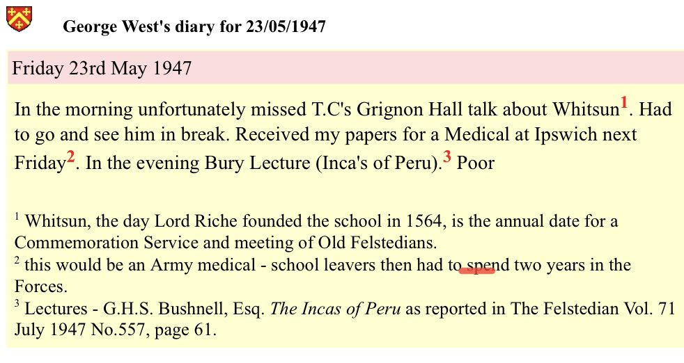 #OTD Frederick Thomas (Derek) Marshall’s (<a href="/WindsorsHouse/">Windsor's House</a>
1943-47) Diaries: 1944-47                                     archives.felsted.essex.sch.uk/of/about/FTMA1…
<a href="/felstedprep/">Felsted Prep School</a> <a href="/Felstedians/">Felstedians</a> <a href="/FelstedSport/">Felsted Sport</a> <a href="/felstedcricket/">Felsted Boys' Cricket</a> <a href="/FelstedCCF/">Felsted CCF</a>