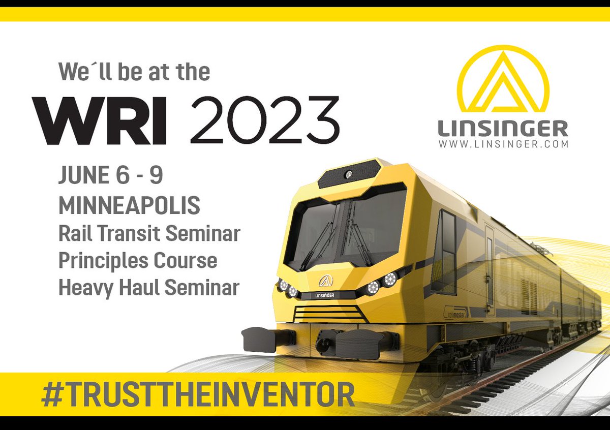 Linsinger_at's tweet photo. From June 6 to 9 you will find us at WRI 2023 - the 28th Wheel Rail Interaction Conference in Minneapolis! 
We will be there as an expert for rail maintenance and are looking forward to a lively exchange of information.

#linsingeraroundtheworld #wheelrailinteraction #railwayshow https://t.co/mUKV3TDGJB