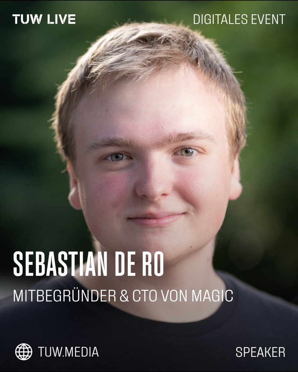 tuw.media (@tuw_media) on Twitter photo Speaker: Sebastian De Ro
<a href="/SebastianDeRo/">Sebastian De Ro</a> ist Mitbegründer und CTO von Magic (magic.dev).
Sicher dir jetzt deinen Platz für unser Digital Event am 25.Mai 2023:
tuw.media/event/future-t… Speaker: Sebastian De Ro
<a href="/SebastianDeRo/">Sebastian De Ro</a> ist Mitbegründer und CTO von Magic (magic.dev).
Sicher dir jetzt deinen Platz für unser Digital Event am 25.Mai 2023:
tuw.media/event/future-t…