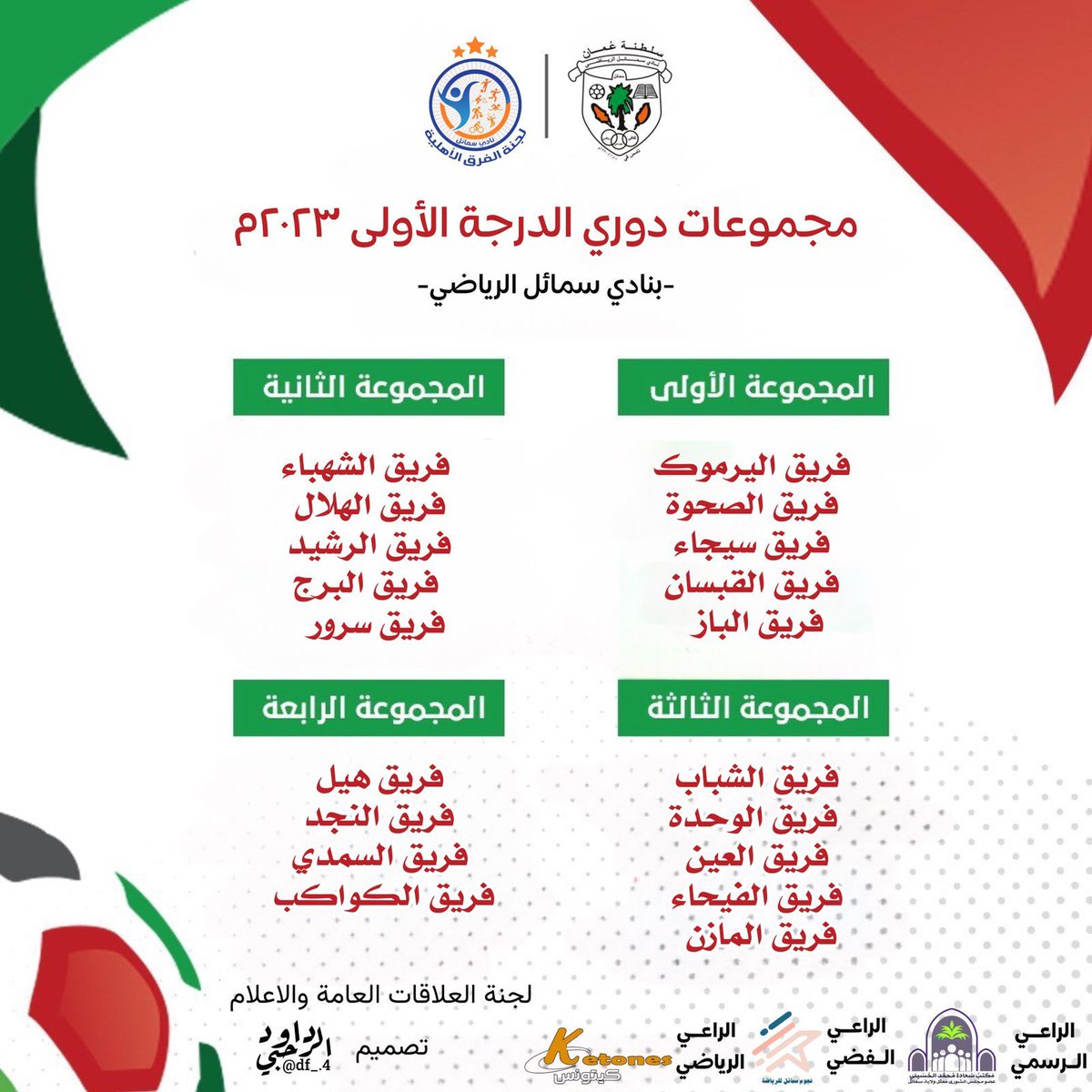 Jabriabulkarim's tweet photo. سحب قرعة دوري الدرجة الأولى لكرة القدم لنادي سمائل لعام 2023 تحت رعاية الفاضل/عبدالكريم بن سرور الجابري نائب رئيس نادي سمائل. https://t.co/aWzNo8Yjtq