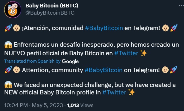 BabyBitcoin11's tweet photo. BBTC has announced that the new twitter account is :

@BabyBitcoinBBTC

#BBTC
@BabyBitcoinBBTC @elonmusk @saylor
#Bitcoin📷 #Binance📷 #Dogecoin #busd #bnb📷 #usdt #nft #bbtc #BabyBitcoinBCS #launchpad @nayibbukele @greg16676935420 https://t.co/WlsQY0aZLL