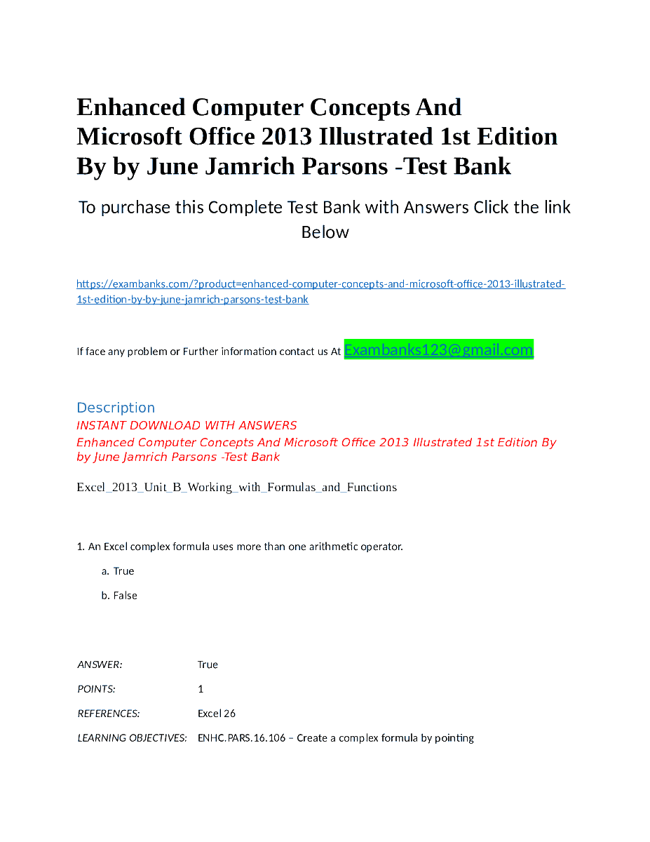 EllamSherry's tweet image. Enhanced Computer Concepts And Microsoft Office 2013 Illustrated 1st Edition By by June Jamrich Parsons -Test Bank 2021 
#computerconcepts #testbank #fliwy 
fliwy.com/item/363773/en…