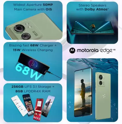 Motorola Edge 40 launched in India with Great Specs 😍😍

-6.55'' 144Hz 3D Curved pOLED Display
-Dimensity 8020 Processor
-50MP Camera with OIS + 13MP wide & 32MP Selfie 
-8GB+256GB
-4400mAh Battery with 68W Charging
-IP68 Rated & Vegan Leather Finish

#MotorolaEdge40 #Motorola