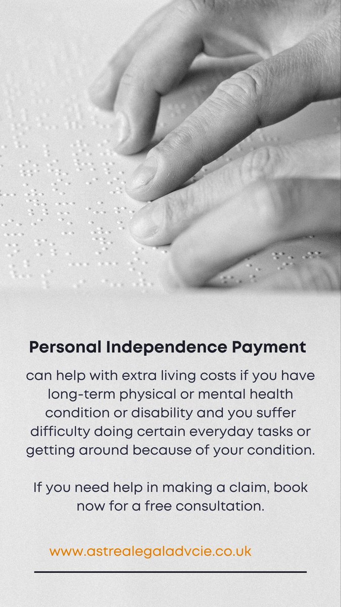 ww.astrealegaladvice.co.uk
#benefits #dwp #universalcredit #pip #personalindependencepayment #disabilitylivingallowance #employmentsupportsllowance