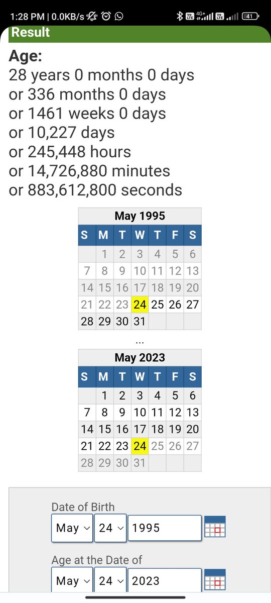 sumalya2's tweet photo. Application for Scientist/ Engineer SC as per Advt no -ISRO:ICRB:01(CEPO):2023 dated: 04.05.2023, is denied due to age issue. However as per various age calculators my age as on 24.05.2023 is 28 years 0 months 0days. Kindly resolve 
@isro https://t.co/COJvgvaLlM