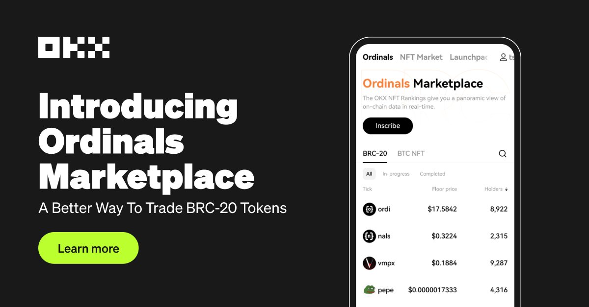wallet's tweet image. Trade BRC-20s in our new ordinals marketplace on OKX App!

Exciting updates coming soon. Stay tuned! 📢

Learn more👇
okx.com/download?deepl…