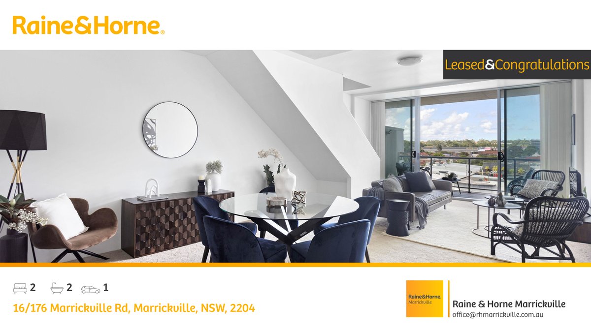 🛌 2 🛀 2 🚘 1
📍 16/176 Marrickville Rd, Marrickville, NSW, 2204

Our latest leased rental on RateMyAgent

rma.reviews/dAdyWyx97u85

...
#ratemyagent #realestate #Raine_and_Horne_Marrickville
