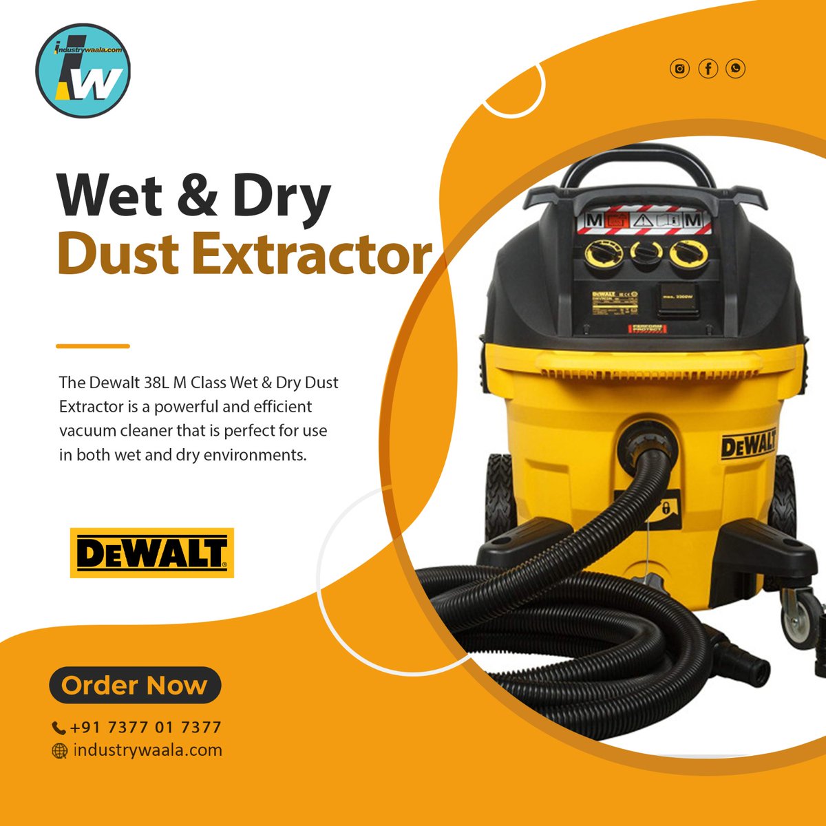 Industrywaala1's tweet image. Introducing the DeWalt Wet &amp;amp; Dry Dust Extractor! 
Say goodbye to dusty workspaces and hello to a cleaner, healthier environment with the powerful DeWalt Wet &amp;amp; Dry Dust Extractor! Contact for your queries @ 7377017377 For Online, industrywaala.com/#DeWaltDustExt… #CleanWorkspaces