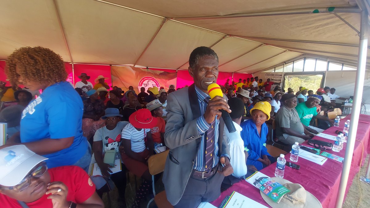ZimRightsLIVE's tweet photo. #ZimConstitution@10
#ShowUpZw
#PeoplesManifestoZw
#Lupane
Chief Munyezo of Lupane was represented by his secretary Mr Steven Mkandla also took to the podium to thank ZimRights for its work of promoting awareness of the constitution through workshop and constitution clubs in the area. He says it is quite a milestone to have a decade of a progressive constitution.

The local village head encouraged the local community to tap into ZimRights initiatives so that they can boost their knowledge of the constitution and be progressive citizens.
