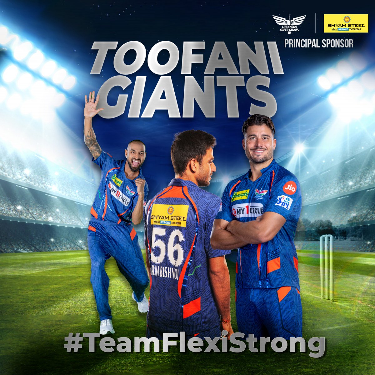 Toofani Giants ke Toofani khel se tham jayenge sare Dil.

All the best to our #TeamFlexiStrong @LucknowIPL 

#ShyamSteel #ShyamSteelIndia #TeamFlexiStrong #Strength #Flexibility #HameshaKeLiyeStrong #LSG #Cricket #IPL #IndianCricket #CricketFans #Lucknow