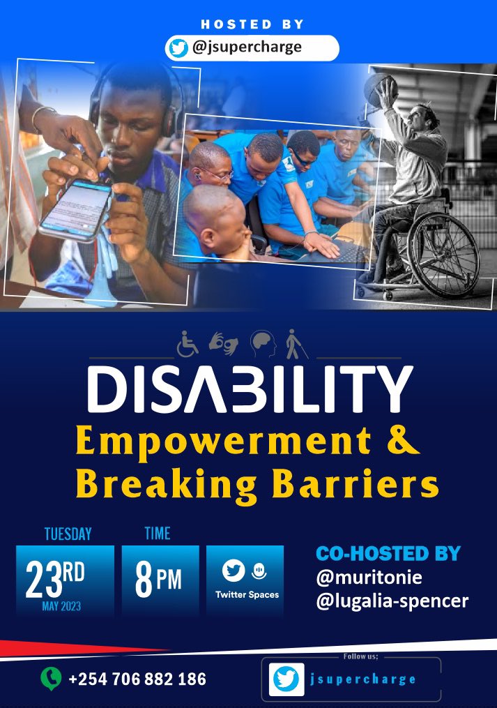 It’s not easy having a Disability but we are out here nonetheless striving to break barriers and overcome limitations thrown to us Join us tonight from 8pm as we share from a point of empowerment 💪 Put a reminder ⏰ and tell a friend @muritonie @lugalia_spencer #SpaceBA