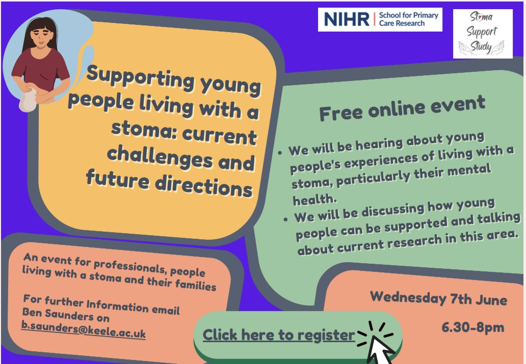 📣📣 We're hosting a free public webinar open to all - **Supporting young people living with a #stoma** - pls click the link below to sign up if interested #IBD #ostomy #Crohns #colitis #mentalhealth 👇👇👇