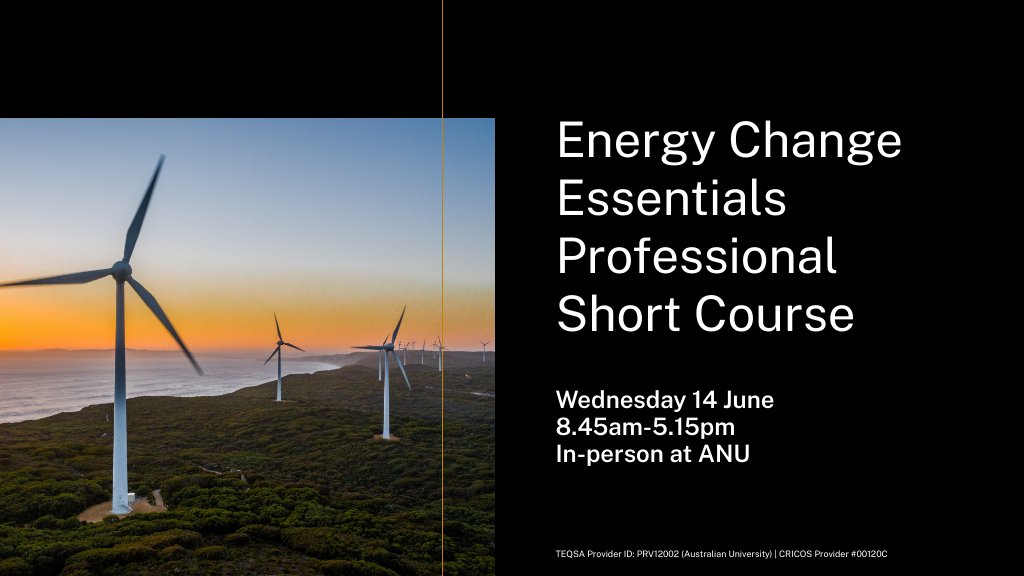 ANU Climate, Energy & Disaster Solutions (@anu_iceds) on Twitter photo Looking for a comprehensive overview of the latest trends in energy technology, economics and policy?
Join the Energy Change Essentials course with <a href="/frankjotzo/">Frank Jotzo</a>, <a href="/burke_ec/">Paul Burke</a>, @Fiona_J_Beck, <a href="/z_alix/">Alix Ziebell</a>, <a href="/rebeccapearse/">Beck Pearse</a> & Prof. Kylie Catchpole.
Register➡️bit.ly/3MP1hbJ Looking for a comprehensive overview of the latest trends in energy technology, economics and policy?
Join the Energy Change Essentials course with <a href="/frankjotzo/">Frank Jotzo</a>, <a href="/burke_ec/">Paul Burke</a>, @Fiona_J_Beck, <a href="/z_alix/">Alix Ziebell</a>, <a href="/rebeccapearse/">Beck Pearse</a> & Prof. Kylie Catchpole.
Register➡️bit.ly/3MP1hbJ